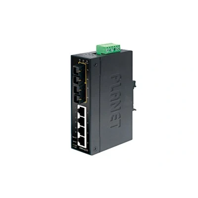 Afbeelding van Planet Industriële Fast Ethernet Switch 4 poorts 10/100 Mbps + 2 100Base FX SC, tot en met (4 Havens), Netwerkschakelaar, Blauw