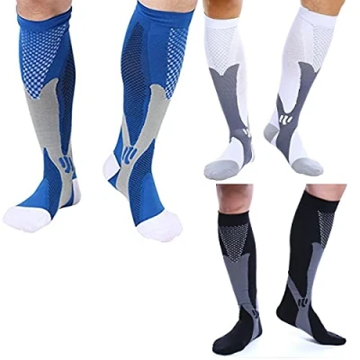 Afbeelding van feifanshop 3 paar compressiekousen, trombosekousen, compressiesokken, sportcompressiekousen, steunkousen, reiskousen, voor dames en heren