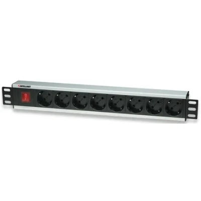 Afbeelding van Intellinet 207157 19 inch Stekkerdoos voor patchkast 1 HE Geaarde contactdoos Zwart