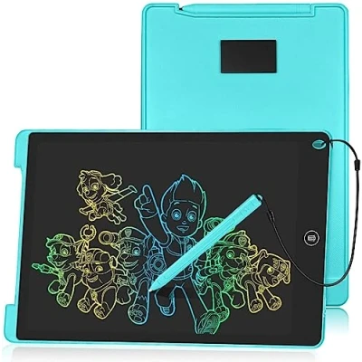Afbeelding van HOMESTEC Schrijfbord 12 inch, kleurrijk display, lcd elektronische tekenbord voor kinderen, display laptop noteren/tekenen, optimale papiervervanging, kinderspeelgoed vanaf 3 jaar
