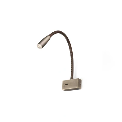 Afbeelding van FARO BARCELONA Loden leeslamp met lederen details en LED