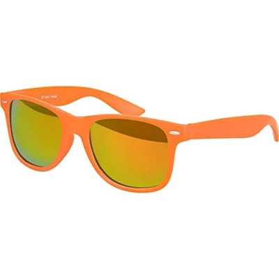 Afbeelding van Balinco Zonnebril UV400 CAT 3 CE Rubber met veerscharnier voor mannen &amp; vrouwen (oranje rood/oranje gespiegeld)