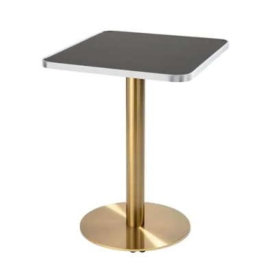 Afbeelding van Oviala Eettafel 60 x cm met gouden onderstel en zwart/zilveren bekleding