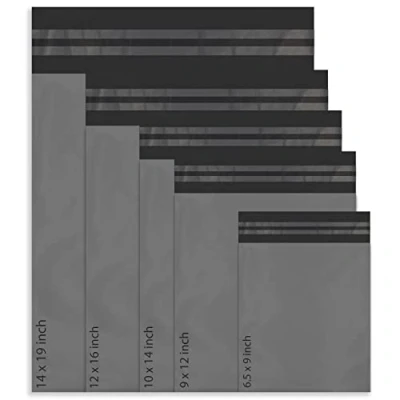 Afbeelding van 50 gemengde mailing poly post zelf seal zakken 5 maten 10 van elke rode sintel kleine tot grote postzakken port verpakking mailers (Grijs)