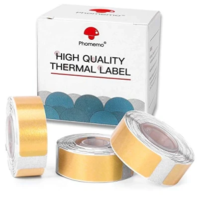 Afbeelding van D30 thermisch papier, compatibel met Phomemo Golden glitterstickerpapier, zelfklevend etiket, stickerpapier 14 x 40 mm, thuiswerk, 3 rollen