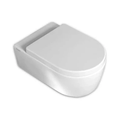 Afbeelding van WC bril voor Flaminia Link zoals origineel, met thermo rol, wit, scharnieren van roestvrij staal normaal of langzaam, / sluiting: slow (Soft Close)