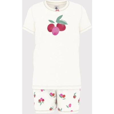 Afbeelding van Petit Bateau Katoenen pyjama met short in fruitprint Meisjes Pyjamaset Wit;Multicolour