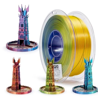 Afbeelding van ZIRO PLA Filament Triple Color Coextrusion Silk 3D Printer 1.75mm voor &amp; Pen, Multicolor Regenboog Filament, 1kg (2.2lbs), Aurora kleur