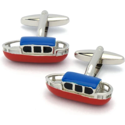 Afbeelding van Manchetknopen Boot Rivierboot Blauw Rood