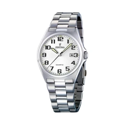 Afbeelding van Festina Analoog kwartshorloge voor heren, met roestvrijstalen Armband F16374/9, zilver/wit,
