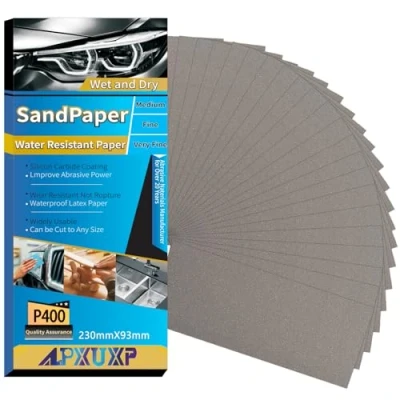 Afbeelding van ALPXUXP Schuurpapier Set,30 stuks 93 x 230mm Korrel P400 Droog/nat voor Handschuren,voor Het Polijsten van Automobiel Metaal Kunststof Hout