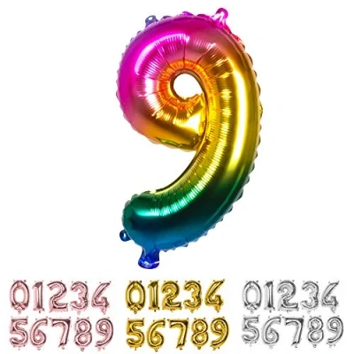 Afbeelding van Boland Folieballon &#039;9&#039; regenboog (36 cm) 9 Multi Cijfer ballon