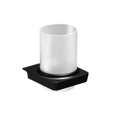 Afbeelding van Bekerhouder Sapho Zen Black Hangend 8.2x10.5 cm Zwart / Melkglas