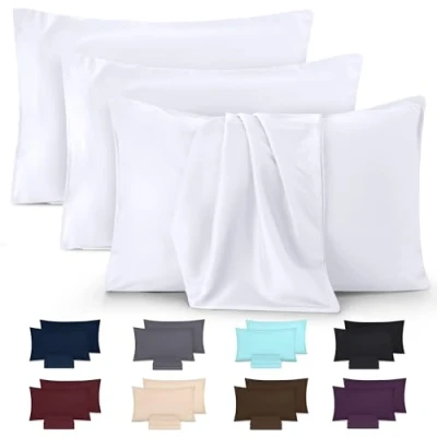 Afbeelding van Utopia Bedding Kussensloop (Set van 4) Makkelijk te onderhouden Zachte geborstelde microvezel Krimp en vervagingsbestendig (Wit, 50 x 80 cm)