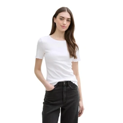 Afbeelding van TOM Tailor Denim Tshirt basic, Dames, Maat: XL, White