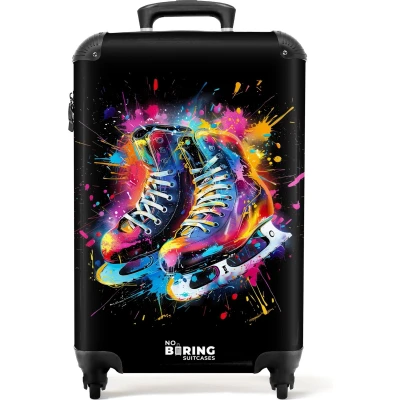 Afbeelding van NoBoringSuitcases.com® Handbagage koffer lichtgewicht Reiskoffer trolley Schaatsen met kleurrijke graffiti Rolkoffer wieltjes Past binnen 55x40x20 en 55x35x25
