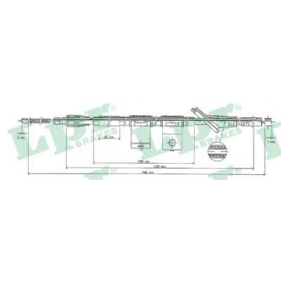 Afbeelding van LPR C0323B Handremkabel 1318, 1504mm Trommelrem HYUNDAI: Atos (MX) 1.0 i, 1.1 1998 2008