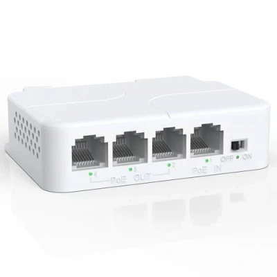 Afbeelding van YuanLey 4 poorts POE Extender met 3 Out, IEEE 802.3af/at Mini kanaals Repeater 100Mbps, wand en DIN railmontage Passthrough versterker/Booster, Plug and Play