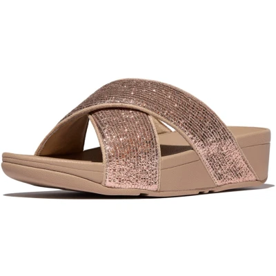 Afbeelding van FitFlop Lulu Crinkled Shimmer Cross Slides Maat 38