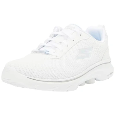 Afbeelding van Skechers Dames GO Walk 7 duidelijk pad, wit textiel/trim, 8 UK, Witte textielbekleding, 41 EU