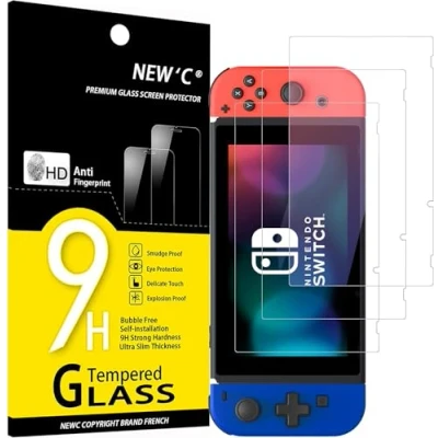 Afbeelding van NEW&#039;C 3 Stuks, Screen Protector voor Nintendo Switch, Gehard Glass Schermbeschermer Film 0.33 mm ultra transparant, resistent