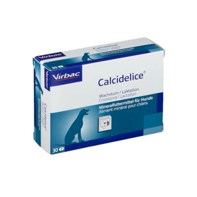 Afbeelding van Virbac Calcidelice 30 tabletten Mineralvoeder Voor honden groei en lactatie Ter ondersteuning van het metabolisme Bevat calcium, fosfor vitamine D3