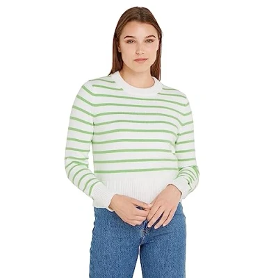 Afbeelding van Tommy Hilfiger Truien voor dames, Wit (Bretonse Stp/Ecru/Spring Lime), XL