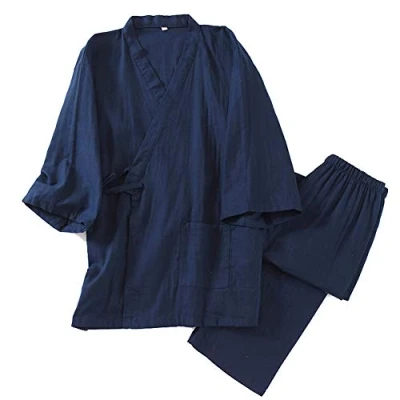 Afbeelding van Een Japans merk kimono katoenen hanfu pyjama pak voor heren in oversized taoïstische kleding Zen, kleur 26, L