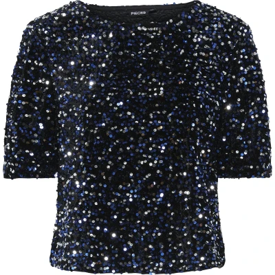 Afbeelding van PIECES Top Kam Zwart dessin XS