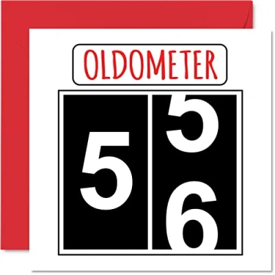 Afbeelding van Leuke 56e verjaardagskaarten voor mannen vrouw Oldometer Happy Birthday Card papa mama opa oppas oma oom tante neef vriend, 145mm x wenskaarten, verjaardagskaart