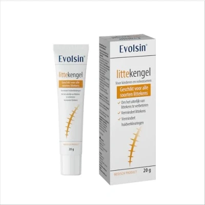 Afbeelding van Evolsin Littekengel voor kinderen en volwassenen Littekenzalf vermindert de zichtbaarheid van littekens weefselspanning jeuk Littekencrème alle soorten (20 g)