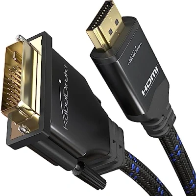 Afbeelding van KabelDirekt HDMI DVI adapterkabel met A.I.S. afscherming tegen storingsignalen 5 m (bi directioneel monitor kabel, D 24+1/HDMI apparaten monitors aansluiten, Full HD/1080, nylon)