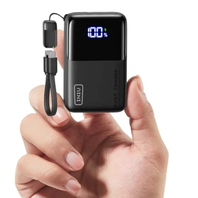 Afbeelding van INIU Powerbank, 45 W, 10000 mAh mini powerbank voor laptop, met sterke USB C kabel, high speed draagbare oplader, In&amp;Out, accupack iPhone 16/15/14/13, Samsung, Google, MacBook, iPad en meer