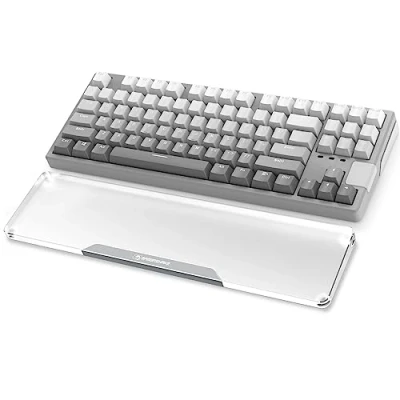 Afbeelding van MAMBASNAKE Ergonomische Polssteun voor 87 Key TKL 80% Toetsenbord, Acryl Toetsenbord Pad, Premier Clear Acryl, Antislip Rubberen Voeten, Keyboard Wrist Rest for Gaming/Typing/Laptop Zilver