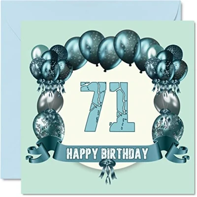 Afbeelding van Leuke 71e verjaardagskaarten voor mannen verjaardagsballonnen Happy Birthday kaart papa, oom, oma, opa, tante, overgrootvader, moeder, oppas, 145 mm x wenskaarten,