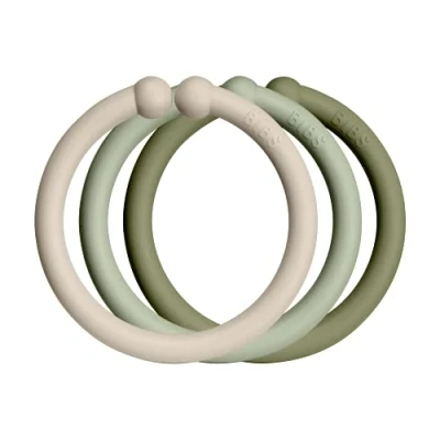 Afbeelding van BIBS Bijtringen Loops Vanilla/Sage/Olive 12st