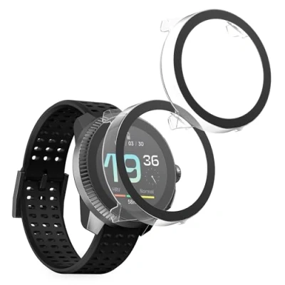 Afbeelding van kwmobile 2x cover geschikt voor Suunto Race S Fitnesstracker van gehard glas en kunststof frame set transparant
