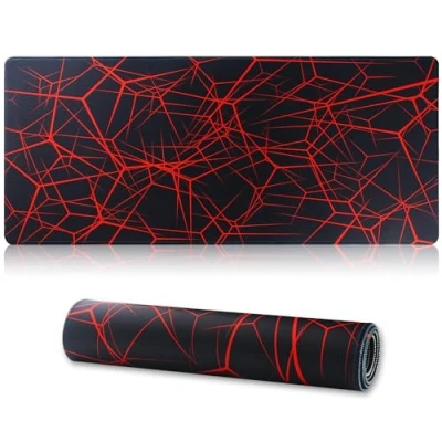 Afbeelding van Hosimoln Gaming muismat, grote 800 x 300 3 mm, antislip en waterdichte computermuismat met genaaide randen voor game/kantoor/thuis, 80 30 cm, Rednet003