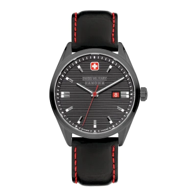 Afbeelding van SWISS MILITARY Heren analoog kwartshorloge met leren armband SMWGB2200140, zwart