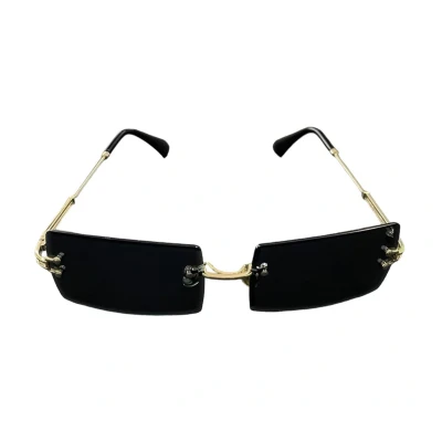 Afbeelding van ASTRADAVI Zonnebril Unisex Sunglasses UV400 Gouden Metalen frame Randloos Lenzen Zwart