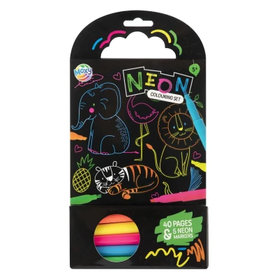 Afbeelding van Creative Craft Group Kleurboek Dieren met 5 Neon Stiften, 40 Vellen