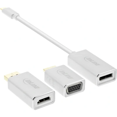 Afbeelding van InLine Display Converter Set 6 in 1 (DP, 20 cm), Data + Video Adapter, Wit