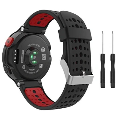 Afbeelding van MoKo Band Compatible with Forerunner 235, Soft Silicone Replacement Watch fit 235/235 Lite/220/230/620/630/735XT Smart BLACK &amp; RED