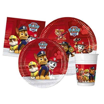 Afbeelding van Party Tableware Set Paw Patrol Ready for Action 8 people (44 pcs: paper plates Ø23cm, Ø20cm, cups 200ml, 20 napkins 33x33cm)