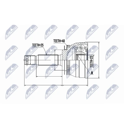 Afbeelding van Homokineet reparatie set, aandrijfas NTY NPZ HY 503