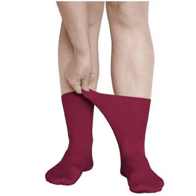 Afbeelding van VITSOCKS Niet Knellend Randje Extra Wijde Sokken Dames (3 PAAR) Gezwollen Voeten en Enkels, bordeauxrood, 39 42