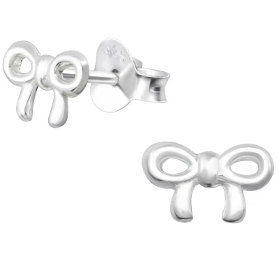 Afbeelding van JoyS Zilveren strikje oorbellen 7.5 x 4.7 mm sterling zilver 925 kinderoorbellen
