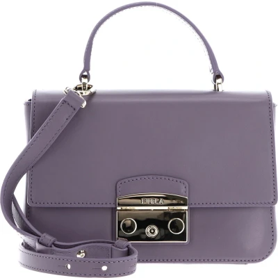 Afbeelding van FURLA Leren Handtas Schoudertas Metropolis Mini Top Handle Bag Aura Paars