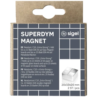 Afbeelding van Magneten Sigel voor glasbord set 2stuks zilverkleurig C10 Extra sterk