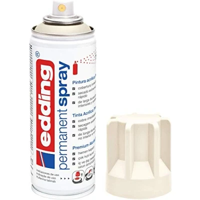 Afbeelding van edding 5200 permanente spray crème witte mat 200 ml acrylverf voor het schilderen en decoreren van glas, metaal, hout, keramiek, kunststof, canvas, spuitbus, acrylspray, verfspray